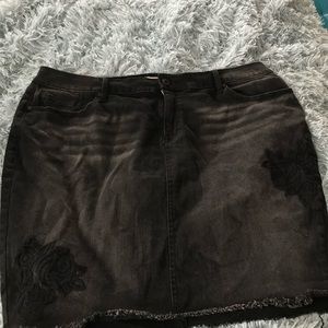 torrid distressed & embellished black mini skirt